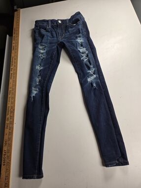 American Eagle Juniors Super Stretch Jeggings distressed Jeans Size 0